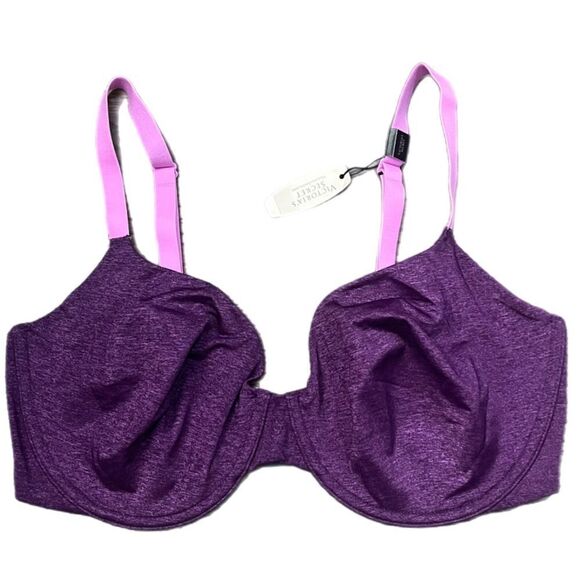 Victoria’s Secret Unlined Semi Demi Supersoft Satin bra marled purple 38DD - Picture 1 of 3